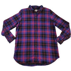 L.L. Bean Women’s Relaxed Fit Tartan Plaid L/S Button-Down Flannel Shirt Sz L